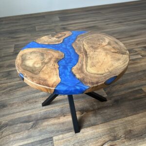 Kávový/Konferenční stolek: Walnut & Deep Blue Contrast